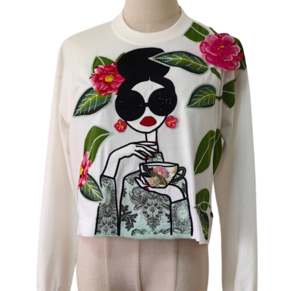 Alice + Olivia Gleeson Floral Sweater - Picture 4 of 7